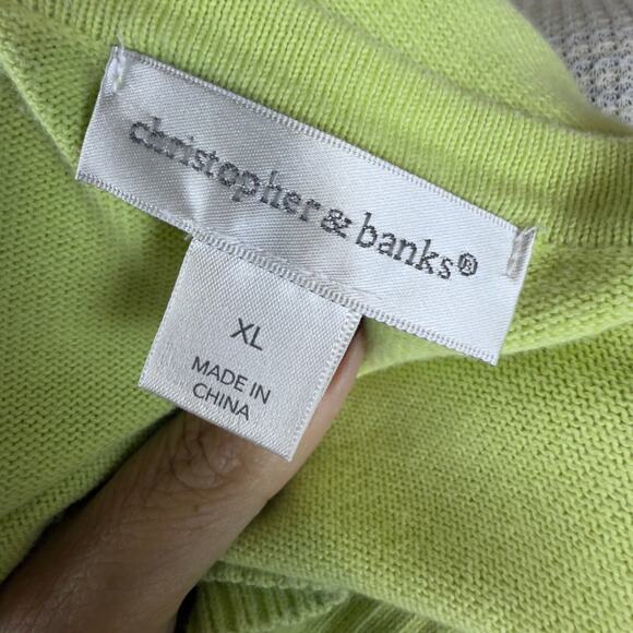 Christopher & Banks sz. XL light green embroidered sweater. 3/4 sleeve. #4246 - Picture 6 of 9